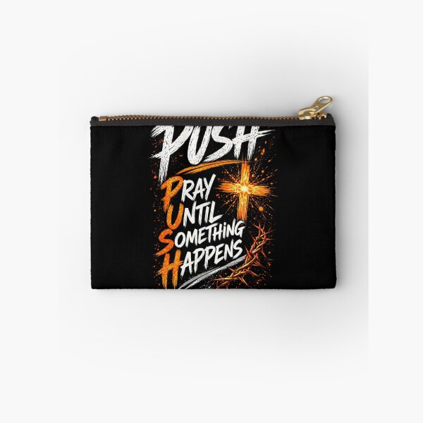 Item preview, PUSH Pray Until Something Happens Christian Cross Crown Of Thorns Distressed Design designed and sold by NgumohaLanke.