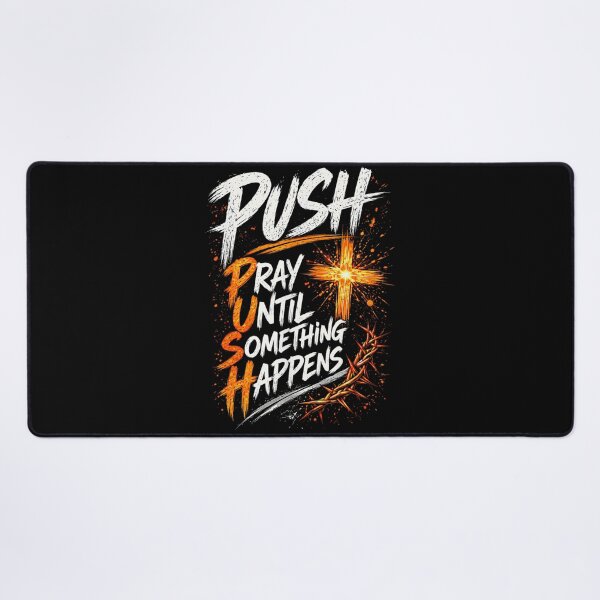 Item preview, PUSH Pray Until Something Happens Christian Cross Crown Of Thorns Distressed Design designed and sold by NgumohaLanke.