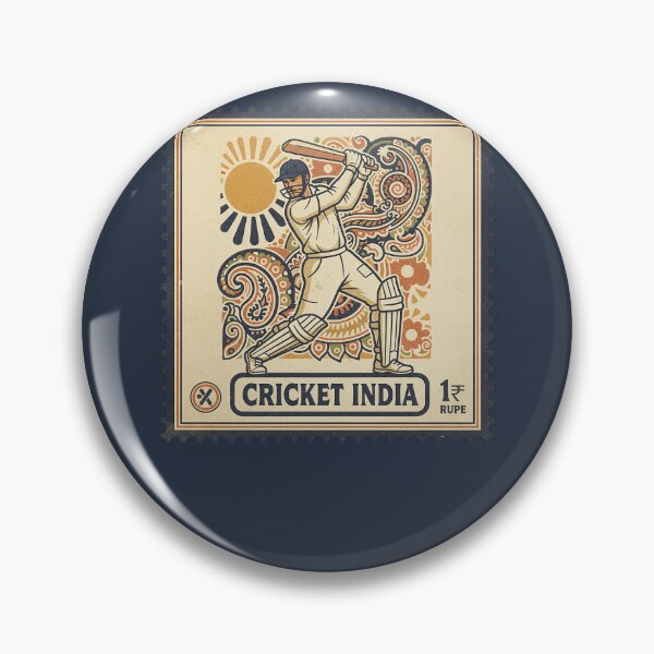 Item preview, Vintage Indian Cricket Player Batsman Stamp Art designed and sold by d247.