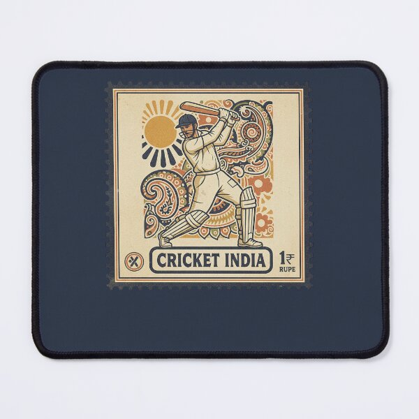 Item preview, Vintage Indian Cricket Player Batsman Stamp Art designed and sold by d247.