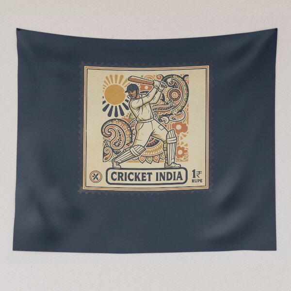 Item preview, Vintage Indian Cricket Player Batsman Stamp Art designed and sold by d247.