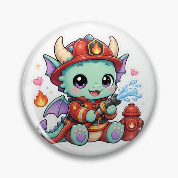 Item preview, Cute Kawaii Firefighter Dragon Sticker designed and sold by PixelMood Stickers.