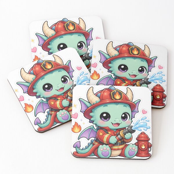 Item preview, Cute Kawaii Firefighter Dragon Sticker designed and sold by PixelMood Stickers.