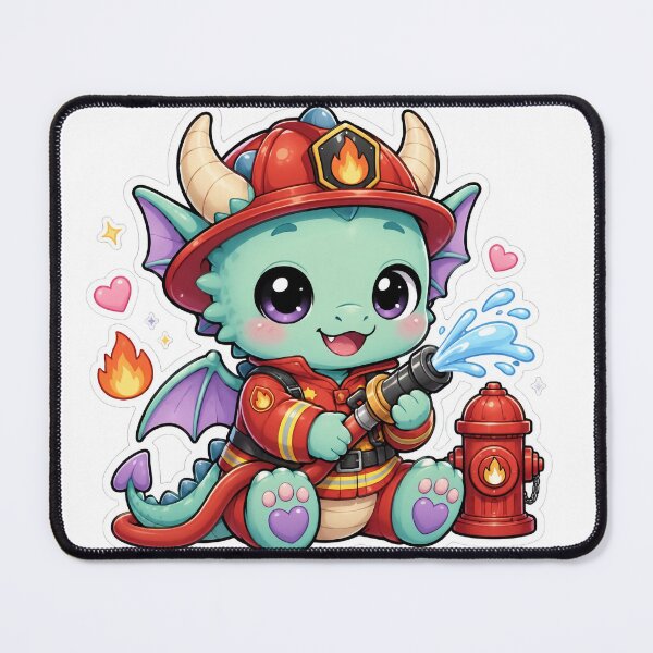 Item preview, Cute Kawaii Firefighter Dragon Sticker designed and sold by PixelMood Stickers.
