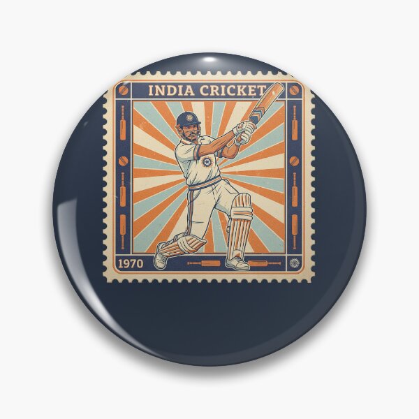 Item preview, India Cricket Player Retro Stamp Art 1970 designed and sold by d247.