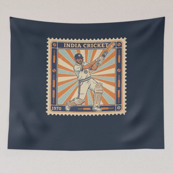 Item preview, India Cricket Player Retro Stamp Art 1970 designed and sold by d247.