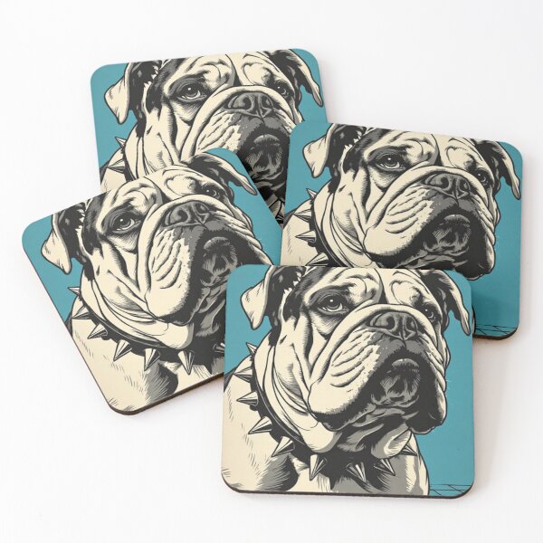 Item preview, Vintage Bulldog with Spiked Collar Pen and Ink Art designed and sold by Resolution Retro.