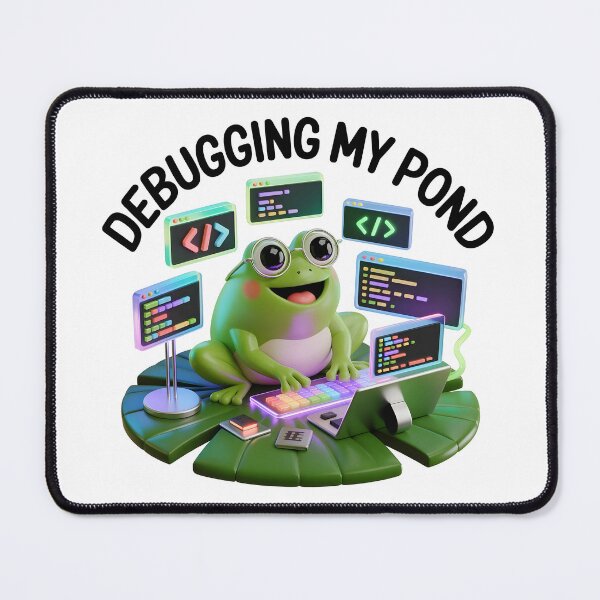 Item preview, DΞBUGGING MY POND Cute Frog Developer Geek Humor Design designed and sold by RBToper.