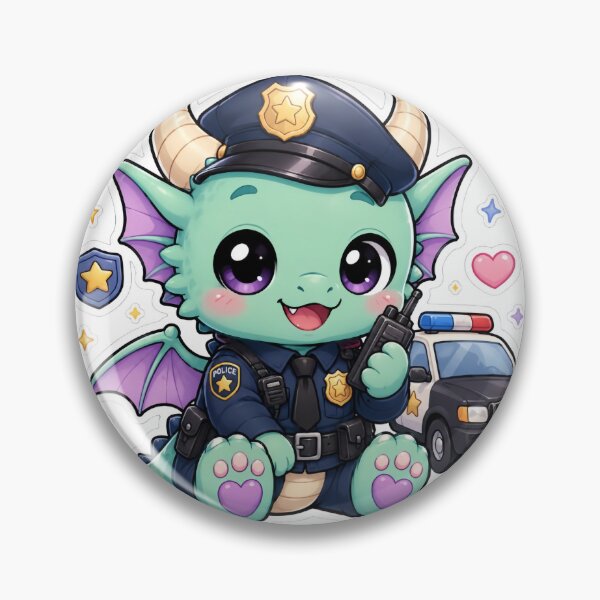 Item preview, Cute Kawaii Police Dragon Sticker designed and sold by PixelMood Stickers.