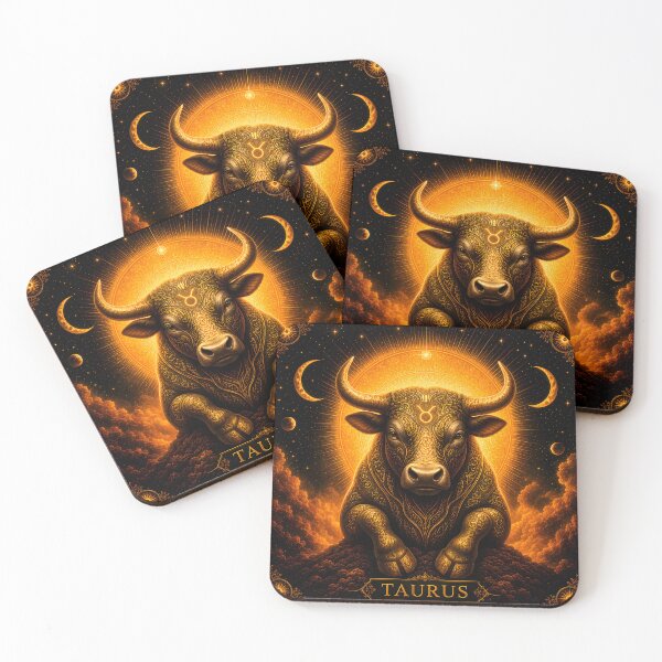 Item preview, Golden Taurus: Strength Cosmic Serenity Zodiac Art designed and sold by Clavivs.