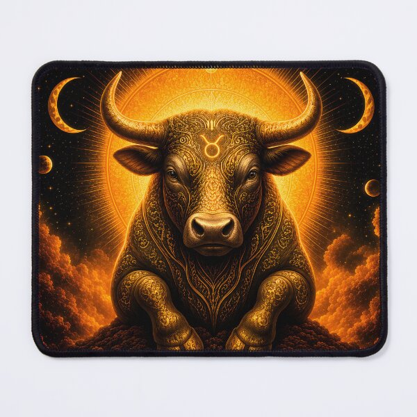 Item preview, Golden Taurus: Strength Cosmic Serenity Zodiac Art designed and sold by Clavivs.