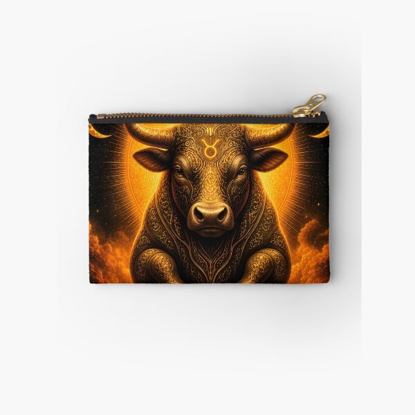 Item preview, Golden Taurus: Strength Cosmic Serenity Zodiac Art designed and sold by Clavivs.