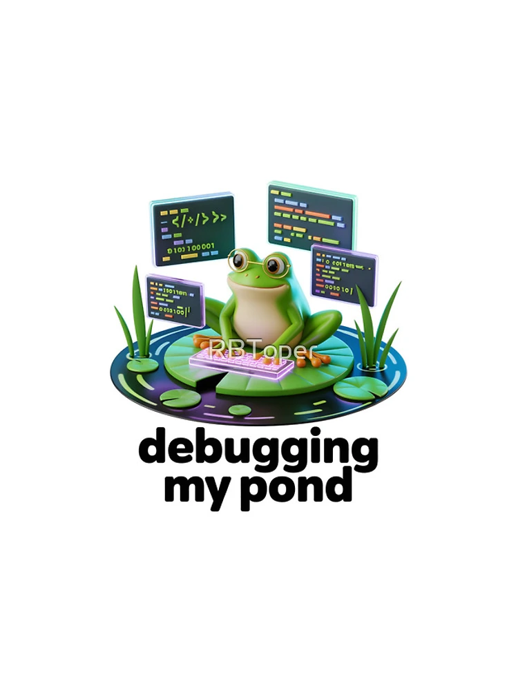 Thumbnail 4 of 4, iPhone Case, Frog Programmer Debugging My Pond Cute Coding Humor Design designed and sold by RBToper.