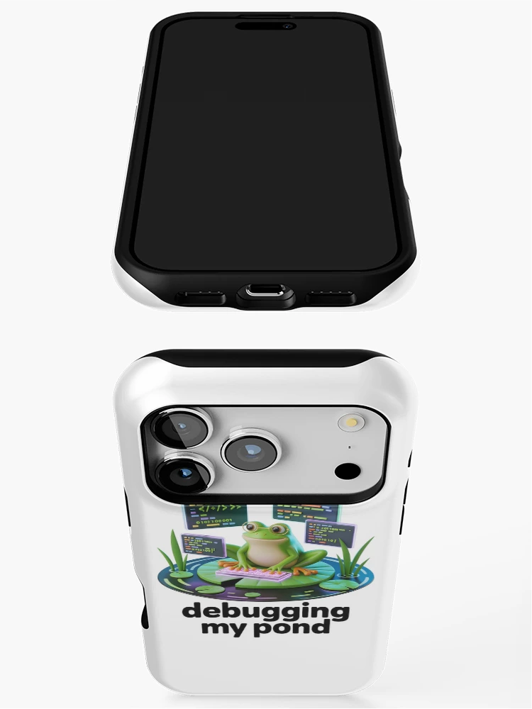 Thumbnail 3 of 4, iPhone Case, Frog Programmer Debugging My Pond Cute Coding Humor Design designed and sold by RBToper.