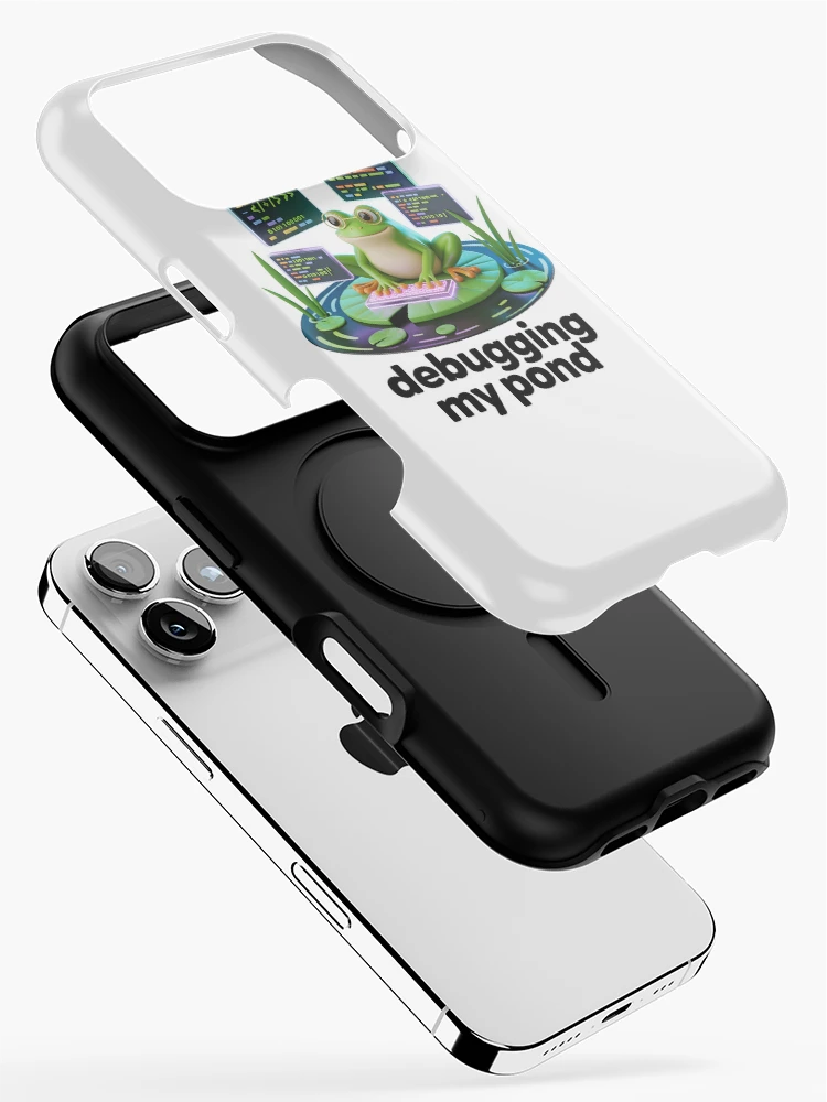 Thumbnail 2 of 4, iPhone Case, Frog Programmer Debugging My Pond Cute Coding Humor Design designed and sold by RBToper.