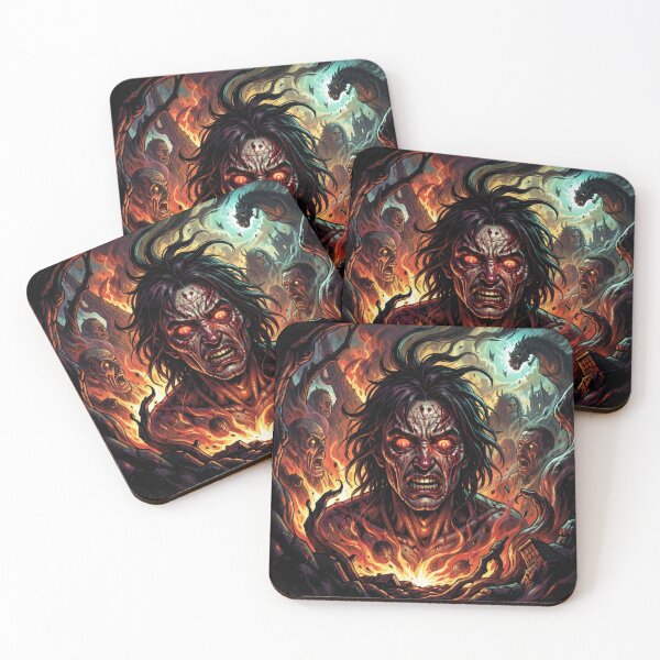 Item preview, A dark fantasy scene with a fiery creature, menacing figures, and epic, dramatic energy. designed and sold by FotoworldEdel.