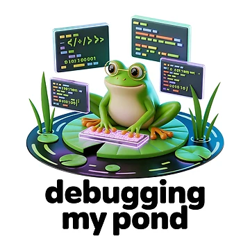 Artwork thumbnail, Frog Programmer Debugging My Pond Cute Coding Humor Design by RBToper