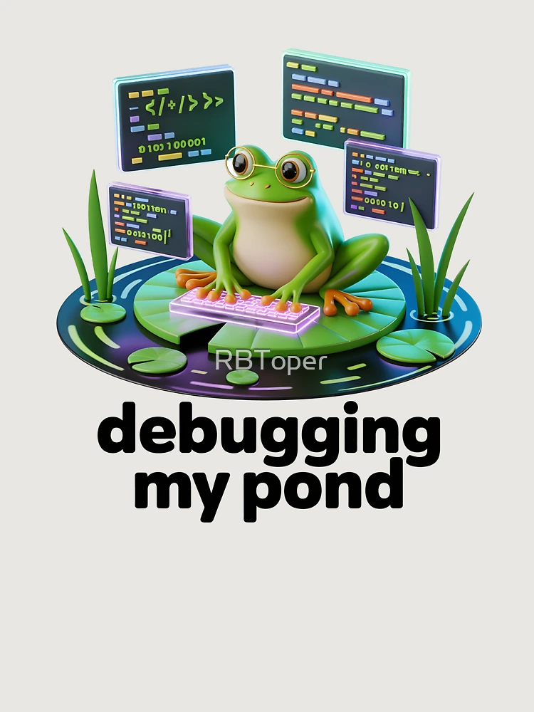 Thumbnail 6 of 6, Premium Oversized Hoodie, Frog Programmer Debugging My Pond Cute Coding Humor Design designed and sold by RBToper.