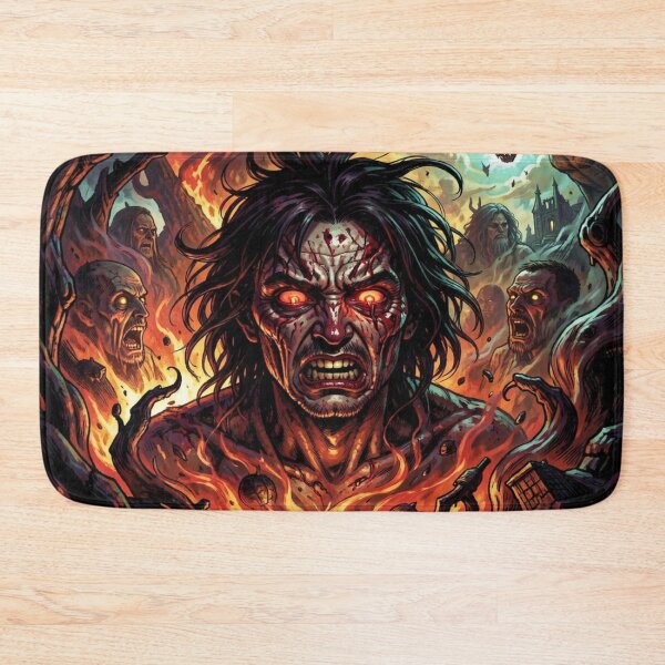 Item preview, A dark fantasy scene with a fiery creature, menacing figures, and epic, dramatic energy. designed and sold by FotoworldEdel.