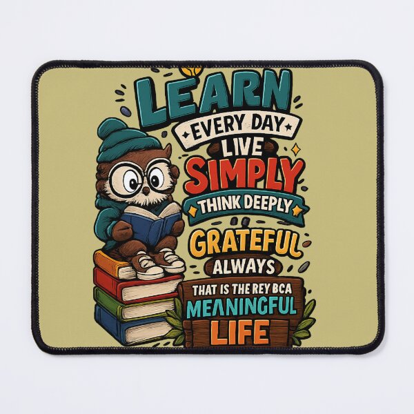 Item preview, Learn Every Day Live Simply Think Deeply Owl Motivation Cartoon designed and sold by mr.bardook.