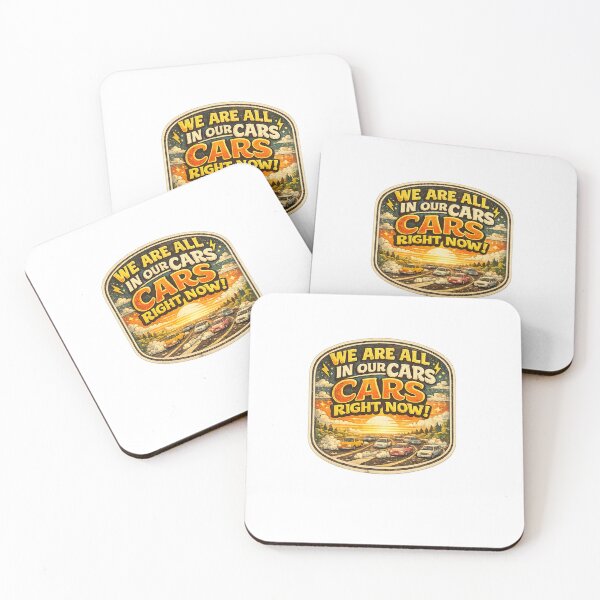 Item preview, We Are All In Our Cars Right Now Retro Funny Car Lover Vintage Sunset Sticker designed and sold by Artbysarmina.