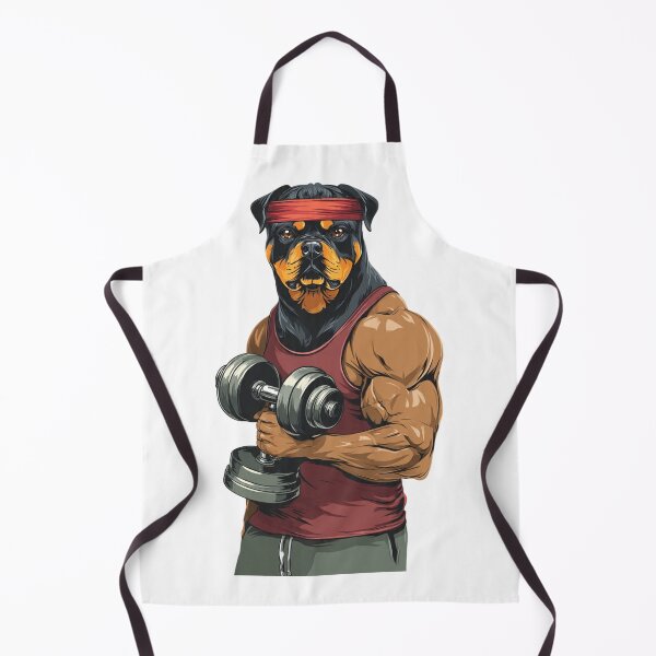Item preview, Rottweiler Gym Bro | Muscular Dog with Dumbbell Workout Shirt designed and sold by BrasilStickers.