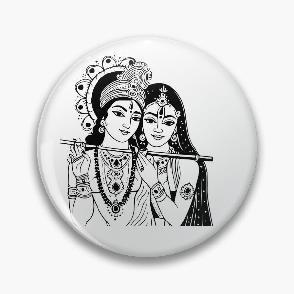 Item preview, Radha and Krishna Minimalist Line Art designed and sold by Urban Vybe.