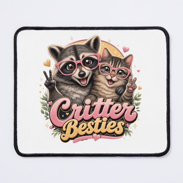 Item preview, Critter Besties Raccoon & Cat Matching Glasses Sticker designed and sold by Ashley critters.