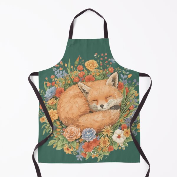 Artikelvorschau, Blumenillustration eines schlafenden Fuchses – Gemütliche Tiermotive in Pastellfarben für die Kinderzimmerdekoration entworfen und verkauft von Art70shop.