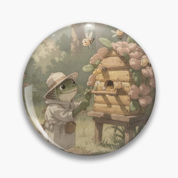 Item preview, Frog Beekeeper with a Clover Hive Cottagecore Art designed and sold by PictorialWhimsy.