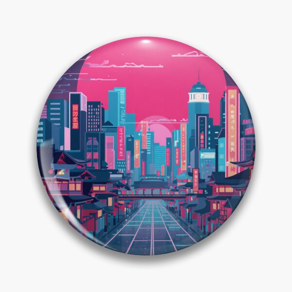 Item preview, Neon Sunset Japanese Cityscape - Vaporwave Synthwave Tokyo Street designed and sold by kummo-0319.