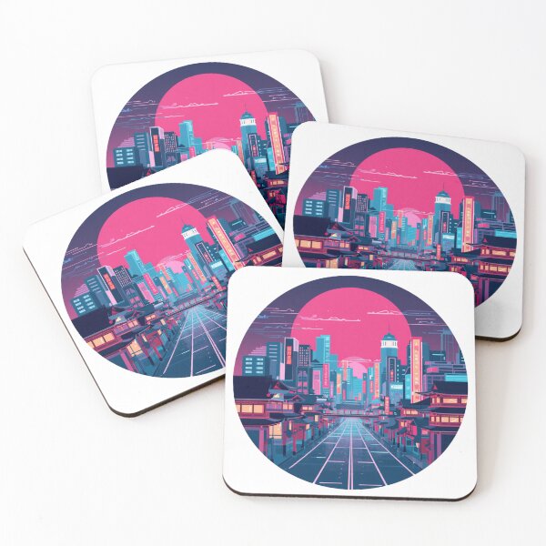 Item preview, Neon Sunset Japanese Cityscape - Vaporwave Synthwave Tokyo Street designed and sold by kummo-0319.