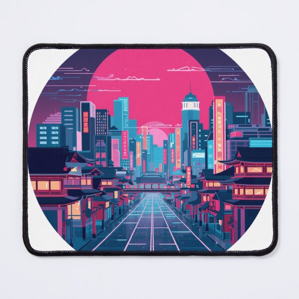 Item preview, Neon Sunset Japanese Cityscape - Vaporwave Synthwave Tokyo Street designed and sold by kummo-0319.