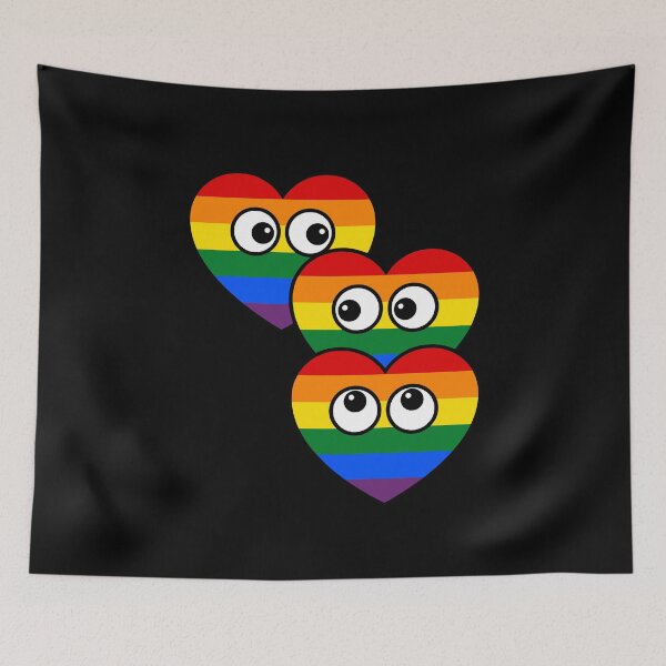 Item preview, Cute Rainbow Pride Hearts With Eyes designed and sold by YggOutfitters.
