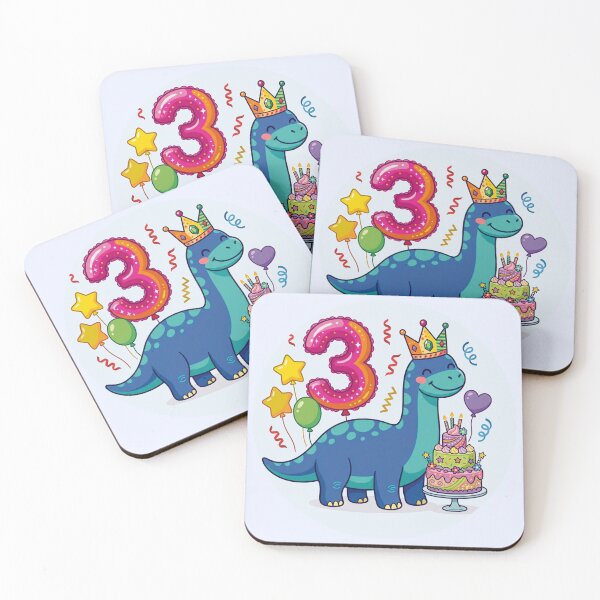 Item preview, Cute Blue Sauropod Dinosaur Third Birthday Party designed and sold by Tronstell.