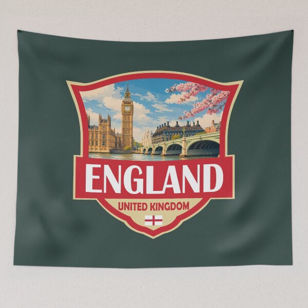Item preview, England United Kingdom Illustration Retro Badge designed and sold by KrisSidDesigns.