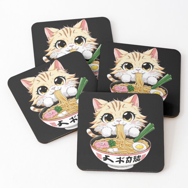 Item preview, Hungry Cat Eating Ramen Noodles Japanese Food Lover designed and sold by AmaXONIC.