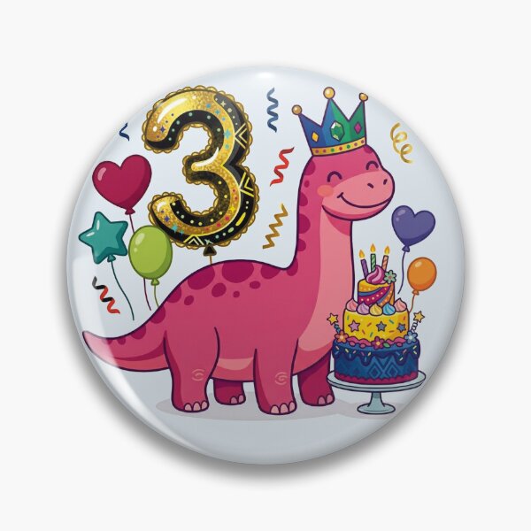 Item preview, Cute Pink Sauropod Dinosaur Third Birthday Party designed and sold by Tronstell.