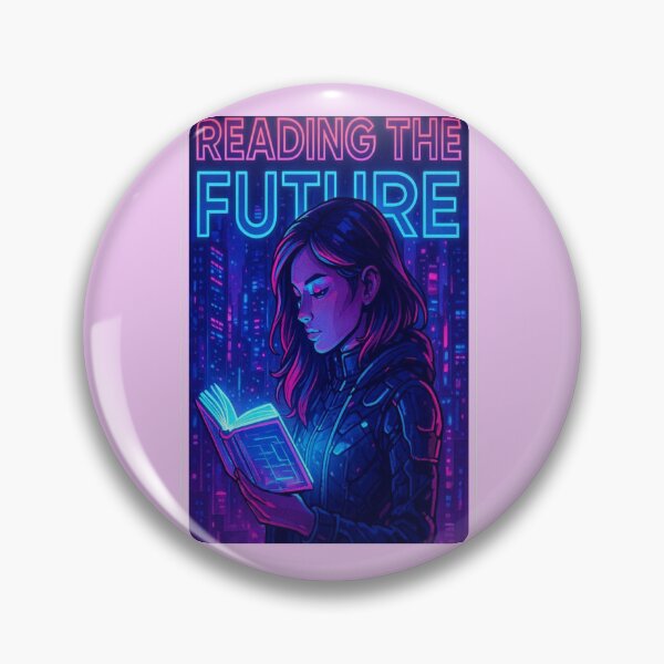 Item preview, Reading The Future | Cyberpunk Girl Reading Hologram Book designed and sold by BookedAndDesign.