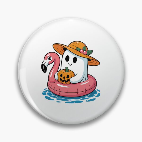 Item preview, Ghost on Flamingo with Pumpkin designed and sold by jkrphoto.