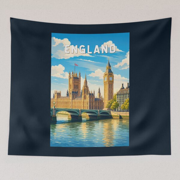 Item preview, England United Kingdom Illustration Travel Art Vintage designed and sold by KrisSidDesigns.