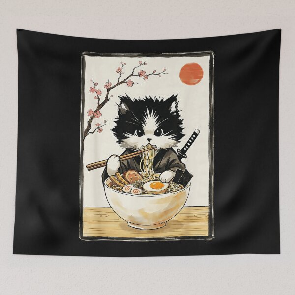 Item preview, Japanese Samurai Cat Ramen Foodie designed and sold by AmaXONIC.