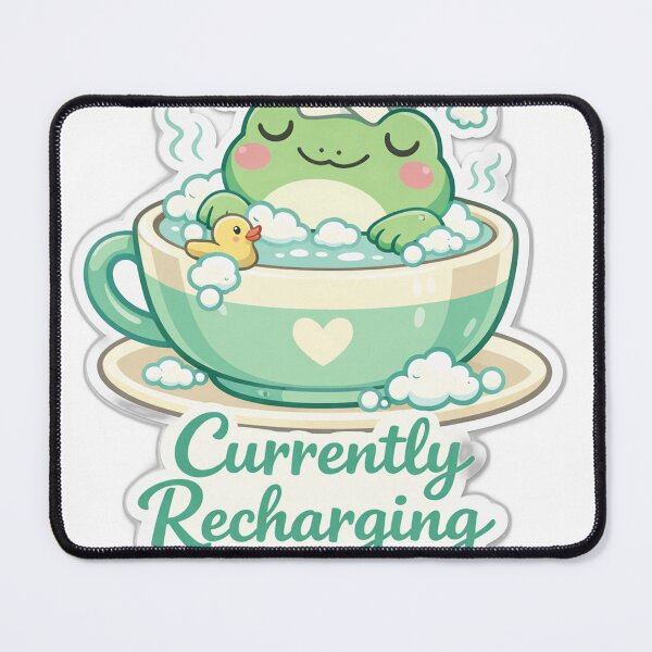 Item preview, Cute Frog "Currently Recharging" Self-Care Sticker designed and sold by Atlant11.