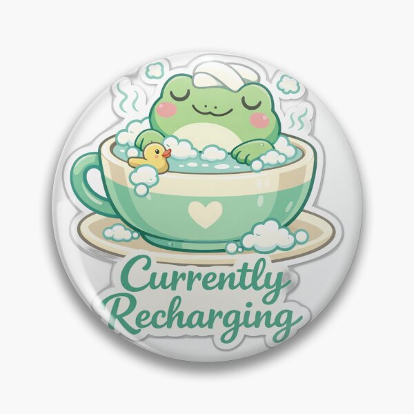 Item preview, Cute Frog "Currently Recharging" Self-Care Sticker designed and sold by Atlant11.