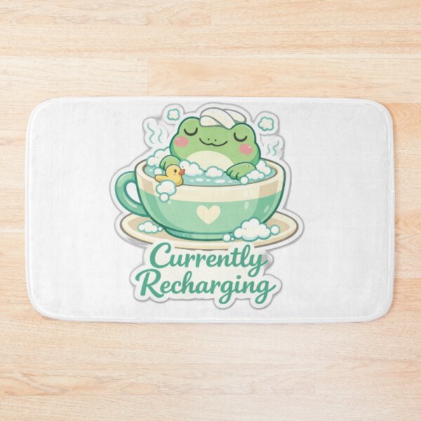 Item preview, Cute Frog "Currently Recharging" Self-Care Sticker designed and sold by Atlant11.