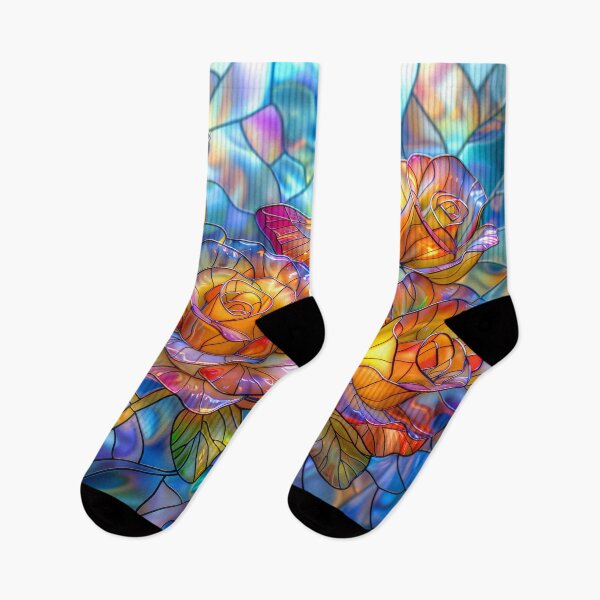 Item preview, Colorful Flowers and butterfly Stained Glass Art designed and sold by MargaretWiktor.
