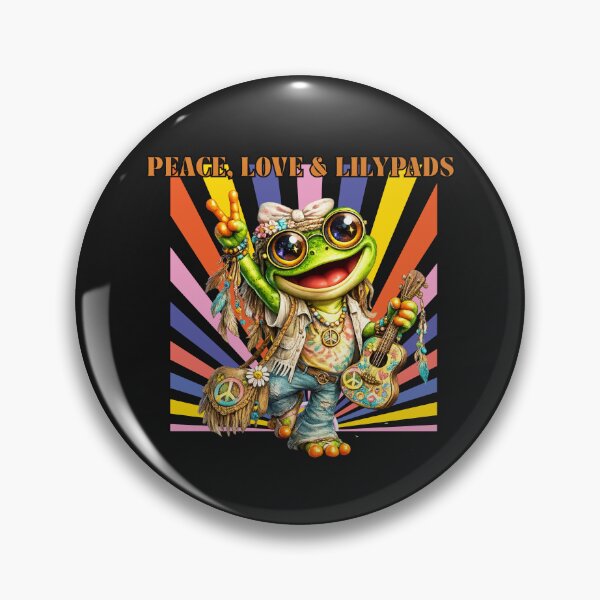 Item preview, Hippie Frog Peace Love & Lilypads Retro Boho Frog Design designed and sold by Ashes to Artistry.