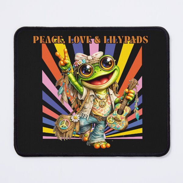 Item preview, Hippie Frog Peace Love & Lilypads Retro Boho Frog Design designed and sold by Ashes to Artistry.