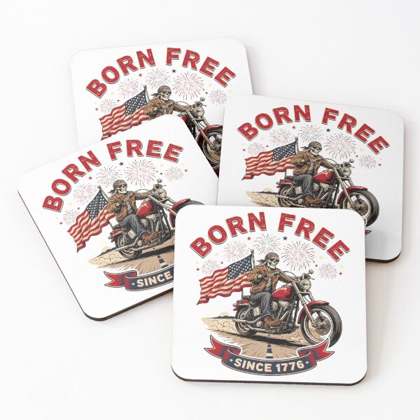 Item preview, Born Free Since 1776 Skeleton Biker Patriotic Motorcycle Fourth of July Design designed and sold by ArcticFoxStudio.