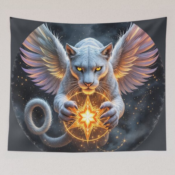 Item preview, Astral Amulet: Winged White Panther designed and sold by KunstGeist.